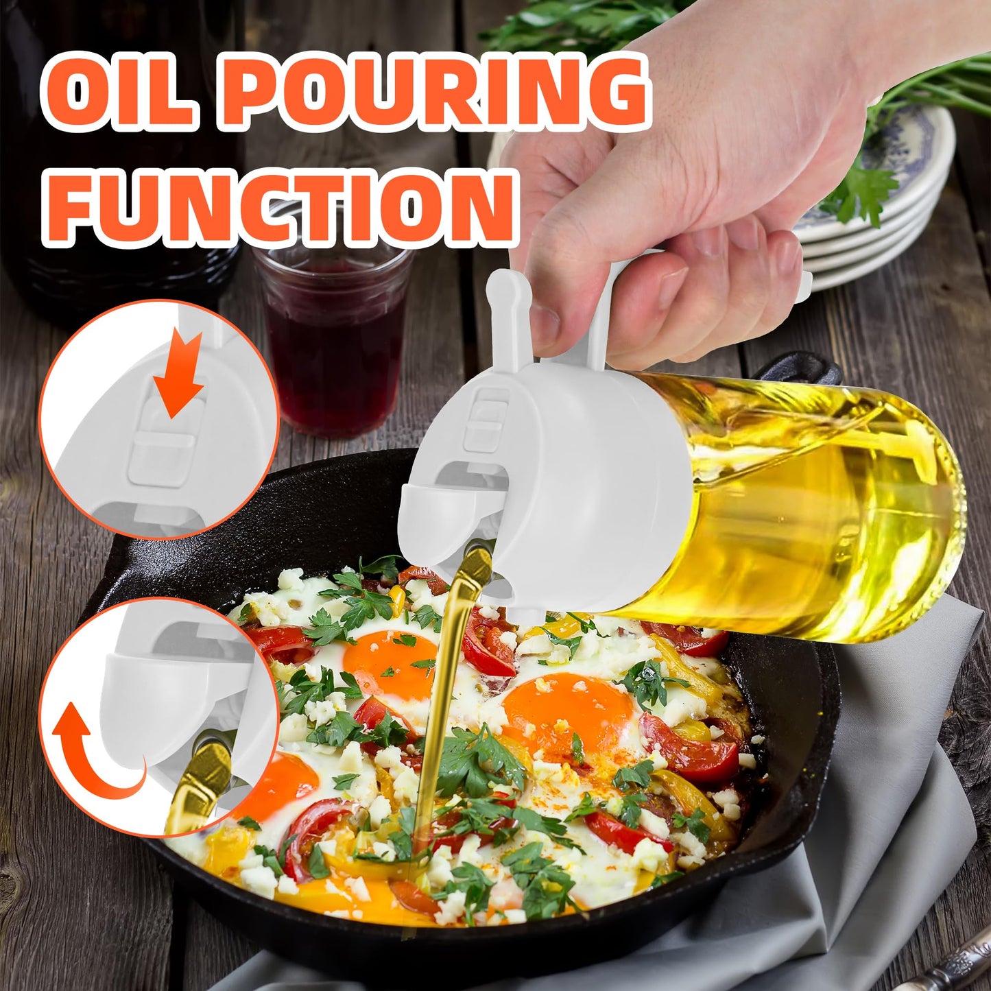 2-in-1 Glas Ölspender und Sprüher mit Griff - ideal zum Braten, Backen und Grillen