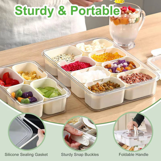 Airtight 8-Compartment Food Storage Container – Perfect for Fridge, picnic & Pantry Organization