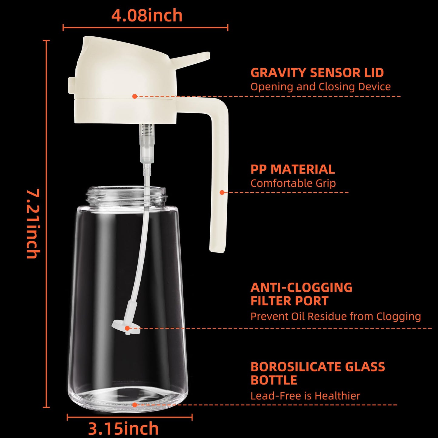 2-in-1 Glas Ölspender und Sprüher mit Griff - ideal zum Braten, Backen und Grillen