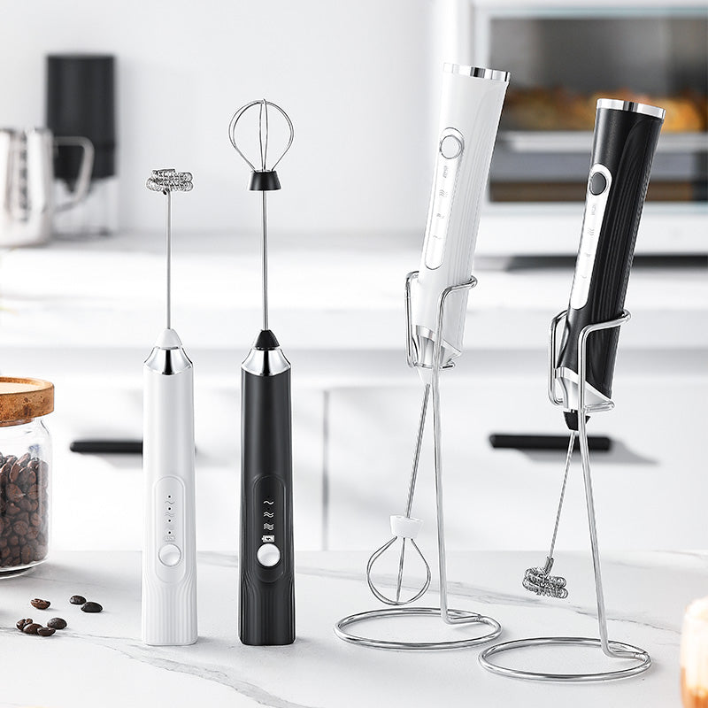 🔥 Powerful Handheld Milk Frother & Egg Beater – USB Rechargeable, Low Noise, Dual Whisk Attachments