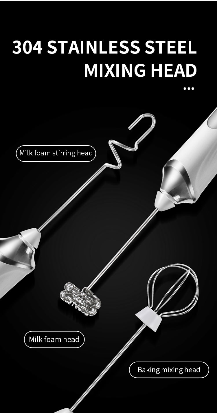 🔥 Powerful Handheld Milk Frother & Egg Beater – USB Rechargeable, Low Noise, Dual Whisk Attachments