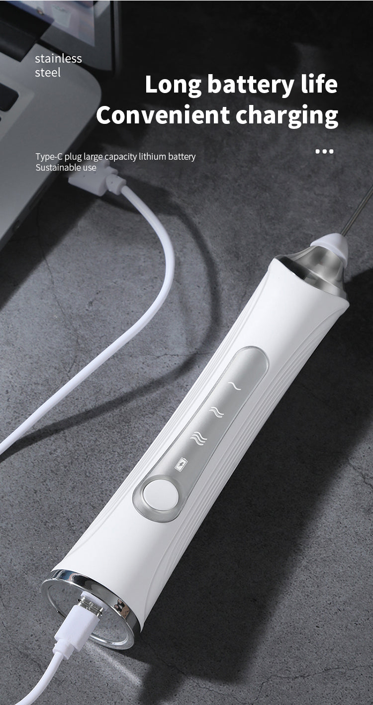 🔥 Powerful Handheld Milk Frother & Egg Beater – USB Rechargeable, Low Noise, Dual Whisk Attachments