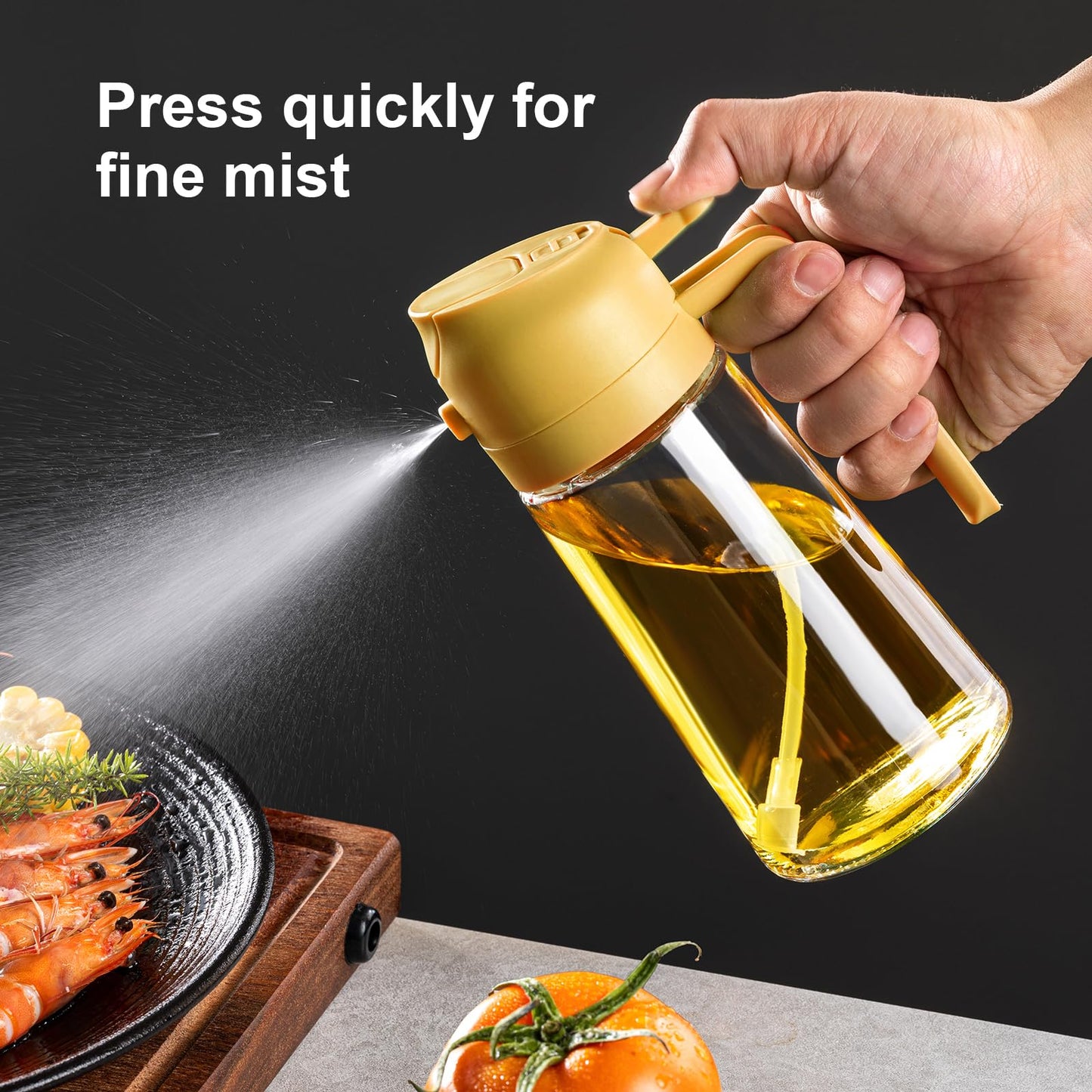 2-in-1 Glas Ölspender und Sprüher mit Griff - ideal zum Braten, Backen und Grillen