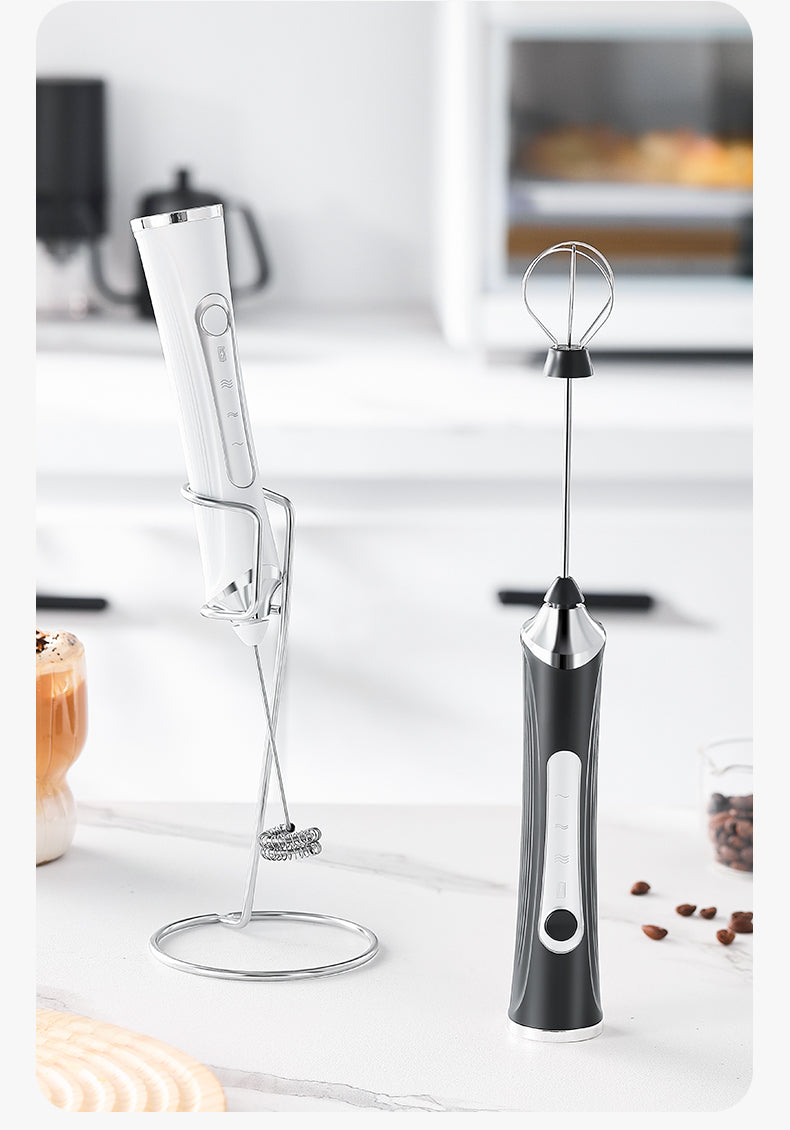 🔥 Powerful Handheld Milk Frother & Egg Beater – USB Rechargeable, Low Noise, Dual Whisk Attachments
