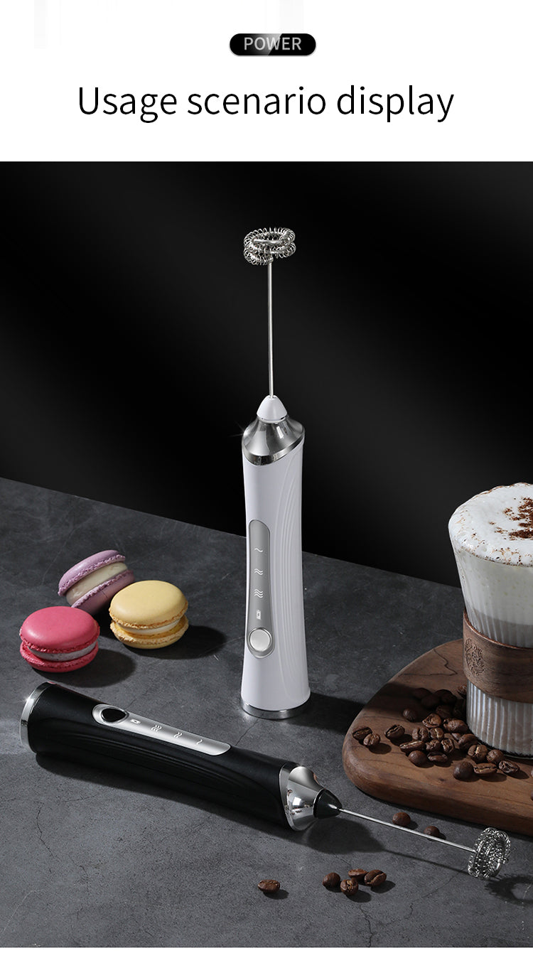 🔥 Powerful Handheld Milk Frother & Egg Beater – USB Rechargeable, Low Noise, Dual Whisk Attachments