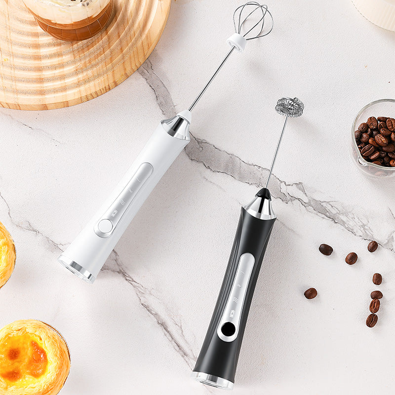 🔥 Powerful Handheld Milk Frother & Egg Beater – USB Rechargeable, Low Noise, Dual Whisk Attachments