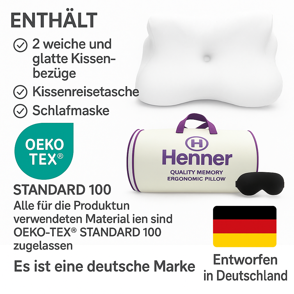 Henner Ergonomic Memory Foam Pillow – Orthopedic Neck & Shoulder Support for Better Sleep