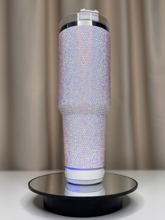 ✨ Luxury Rhinestone Tumbler with Built-in Bluetooth Speaker – 40oz Stainless Steel Insulated Travel Cup ✨