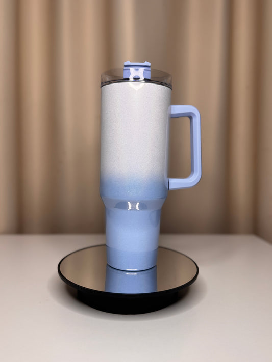 Reusable Fancy 40 Oz Stainless Steel Water Bottle – Double Wall Insulated Tumbler with Handle & Straw Lid